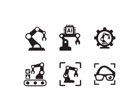 Robotics and Automation Arms icon vector design illustration set