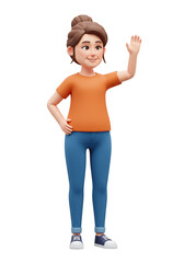 Fototapeta premium Ecstatic expression of a cheerful young woman laughing with delight, a vibrant 3D character design isolated on a white background