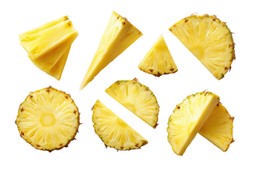 Pineapple slices arranged in a variety of shapes