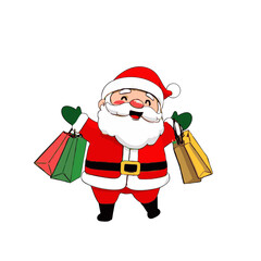 冬の年末のクリスマスセールや歳末大売り出しやクリスマスフェアを喜ぶサンタ。Blenderで作ったイメージ3Dイラストです。3D render Blender render.