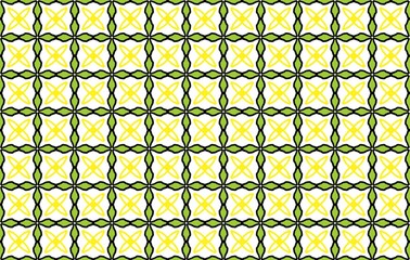 green grid strip on yellow background, seamless geometric pattern, seamless pattern, geometric pattern. Geometric grid texture with blue turbine plus cross grid sign. Chic mosaic block, turbine square