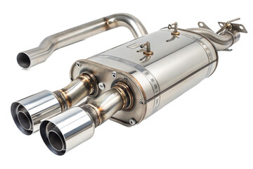 Automotive tuning part, a stainless steel axle-back exhaust system with a dual-tip performance muffler