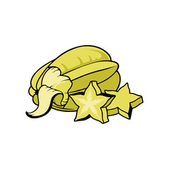 vector illustration of starfruit with white background