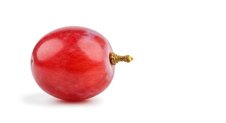 Single red grape isolated on white background, highlighting its vibrant color and natural form in a clean, minimalist setting