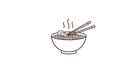 Steaming Bowl of Noodles with Chopsticks on Transparent Background
