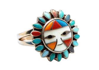 Zuni sunface inlay ring isolated on white background