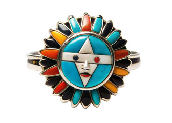 Zuni sunface inlay ring isolated on white background