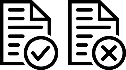 Document Icons: Approved Checkmark and Rejected Cross Mark