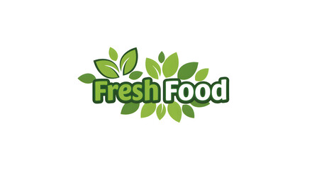 Fresh Food Logo with Green Leaves and Bold Text for Organic Market