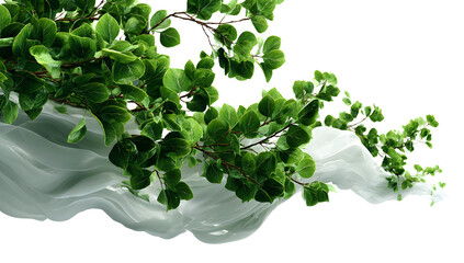Greenery freshness leaves twist flowing in the air cutout transparent backgrounds 3d rendering png