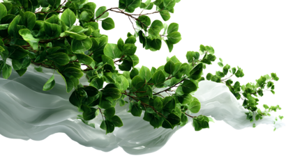 Greenery freshness leaves twist flowing in the air cutout transparent backgrounds 3d rendering png