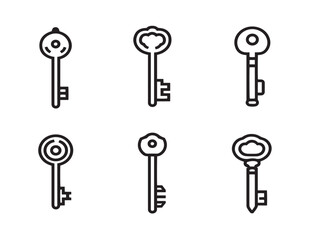Creative Key Six Icons Outline Clean Minimalist Design