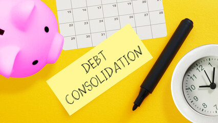 Debt consolidation is shown using the text and photo of calendar