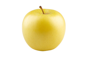 A yellow apple with a stem