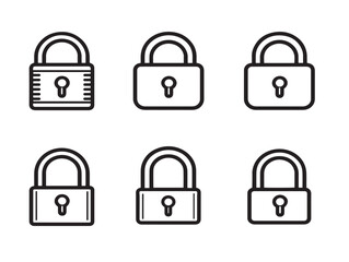 Professional Lock Icon Collection Six Icons Modern Clean Vector Design