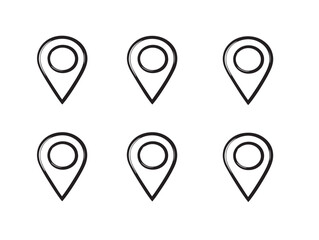 Fototapeta premium Modern Map Marker Icon Collection Six Icons Clean Minimalist Vector Illustration
