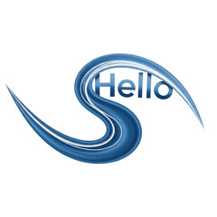 Blue swirl text hello isolated on transparent background