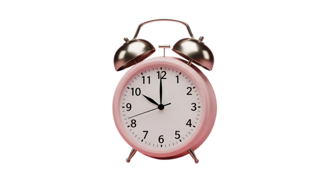 Retro pink alarm clock marking time, perfect for deadlines and schedules, reminding us to seize the day and cherish every moment with timeless design