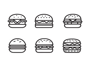 Modern Menu Burger Icon Collection Six Icons Minimalist Outline Vector Illustration