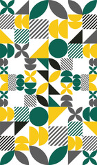 Seamless pattern with abstract Bauhaus Mid-century geometric shapes
