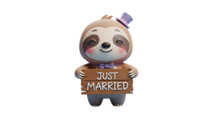 Celebrate New Beginnings with This Adorable Sloth! Perfect for Wedding Announcements, Invitations, or Sweet Celebratory Designs with a Touch of Whimsy