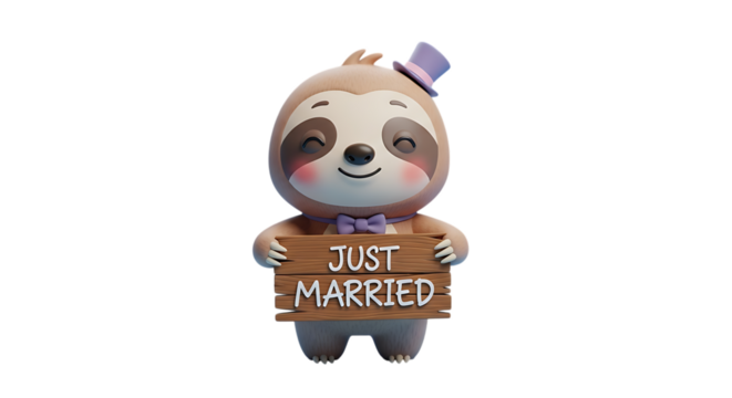 Celebrate New Beginnings with This Adorable Sloth! Perfect for Wedding Announcements, Invitations, or Sweet Celebratory Designs with a Touch of Whimsy - Powered by Adobe