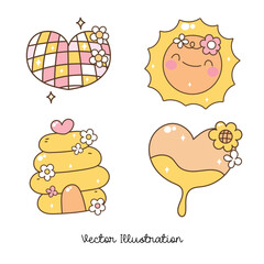 Cute Honey Sun and Beehive Clipart Illustration