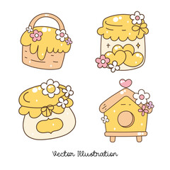 Cute Honey Cottage Clipart Illustration
