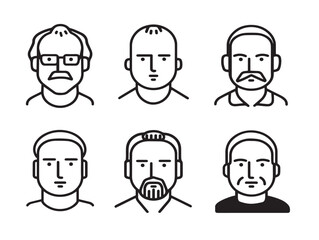 Creative Mode Portrait Icon Set Six Icons Modern Minimalist Vector Collection