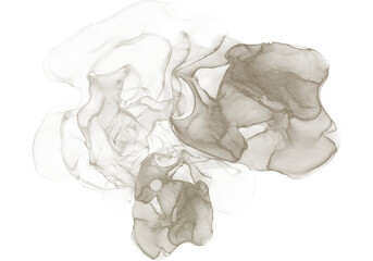 Abstract Brown Watercolor Ink Stain on Transparent backhround