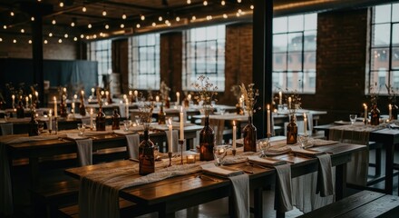 Charming Reception Venue Rustic Elegance, Candlelit Tables & Exposed Brick for Unforgettable Celebrations & Special Occasions