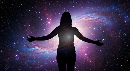 Silhouette of Person Gazing at the Galaxy and Starry Night Sky