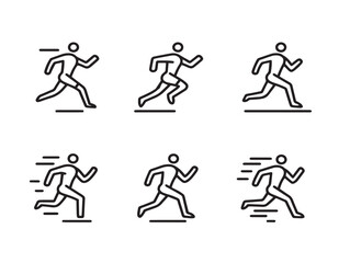 Running Icon Set Minimalist Modern Line Art Vector Collection