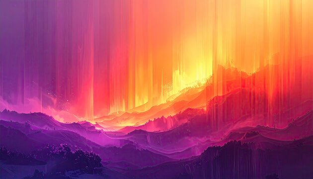 Aurora-like light over surreal violet landscape