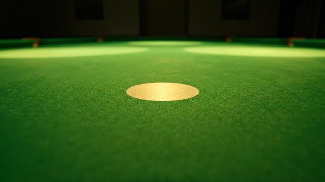 Dramatic Dolly Zoom on Green Baize Snooker Table Under Chiaroscuro Pendant Lights