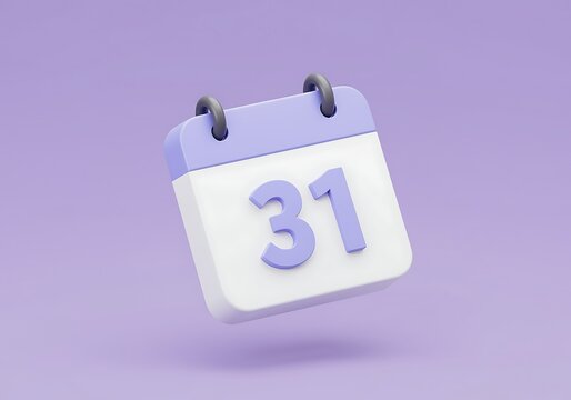Calendar Icon with Date 31 on Purple Background Minimalist Design Suitable for Business Planning and Scheduling Important Events
