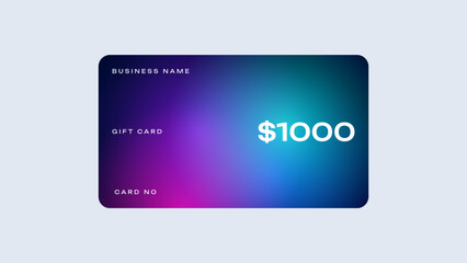 Obraz premium Minimal gift card value of $1000. Shopping gift card in minimal design. 