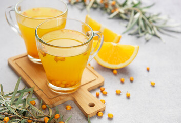 Sea buckthorn berry orange herbal healthy drink