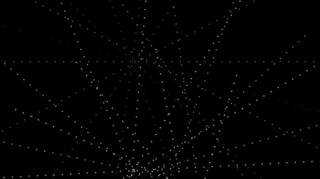 Abstract tech animation of dot grid transformation on black background, loopable futuristic motion graphic for video design and digital assets.