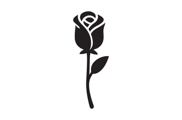 Elegant Silhouette of a Rose Budding Gracefully A Symbol of Love Romance and Beauty The Simplicity Captures the Essence of Floral Serenity and Timeless Charm