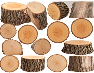 Collection of wood cut sections