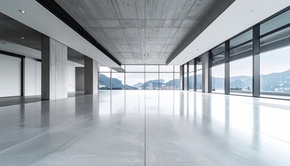 Naklejka premium Modern Commercial Interior with Concrete Floor