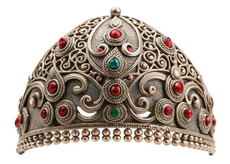 Kyrgyz silver headdress isolated on white background
