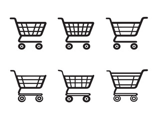 Contemporary shopping cart add icons designed with elegant minimalist vector art