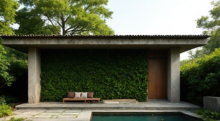 Modern Minimalist House Surrounded by Lush Greenery and Serenity