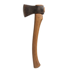 Isolated antique axe with a weathered head showcasing its age and craftsmanship against transparency