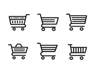 Sleek vector check cart icons designed in minimalist elegant clean line art