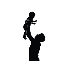 father throwing baby in the air