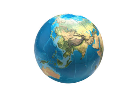 3D rendered Earth globe, showcasing continents and oceans against a black backdrop