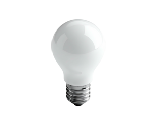 A white, spherical light bulb with metallic base, isolated on black